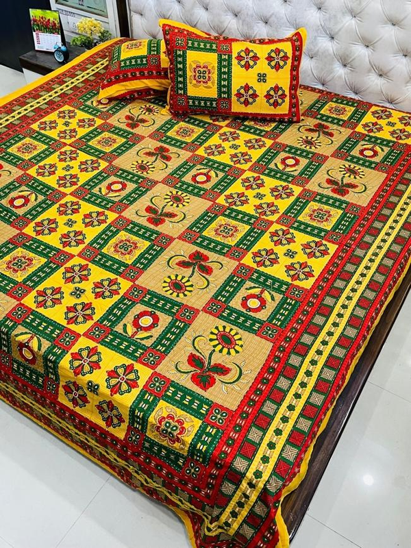 Bedsheets King Size with Pillow Covers (Kantha 006