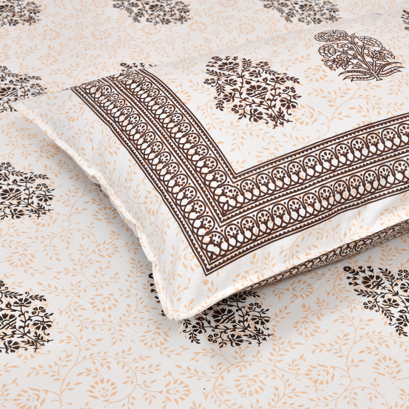 Premium 100% Cotton King Size Bedsheet with 2 Pillow covers 280 TC - 90 x 108 Inches -  Coffee Brown